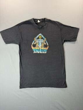 Vintage 1978 70’s Belton Taurus Zodiac Graphic T-Shirt Black Large Made in USA